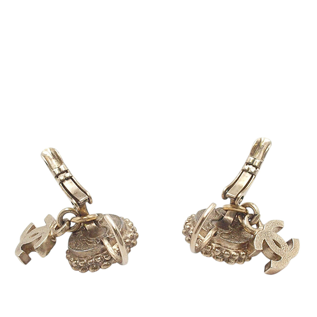 Chanel CC plaqué Perles fantaisie Strass Clip On Boucles d’oreilles