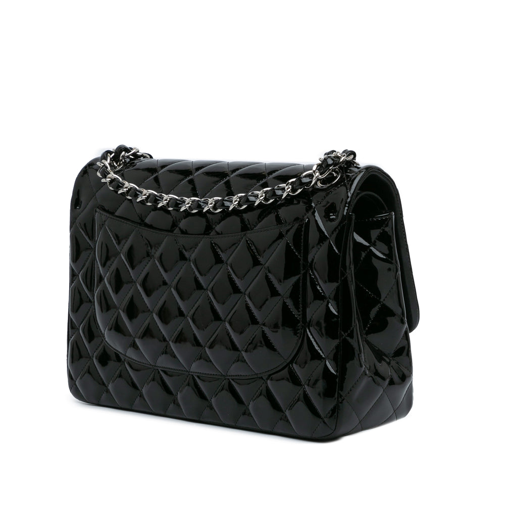 Jumbo Classic Patent Double Flap Black - Gaby Paris