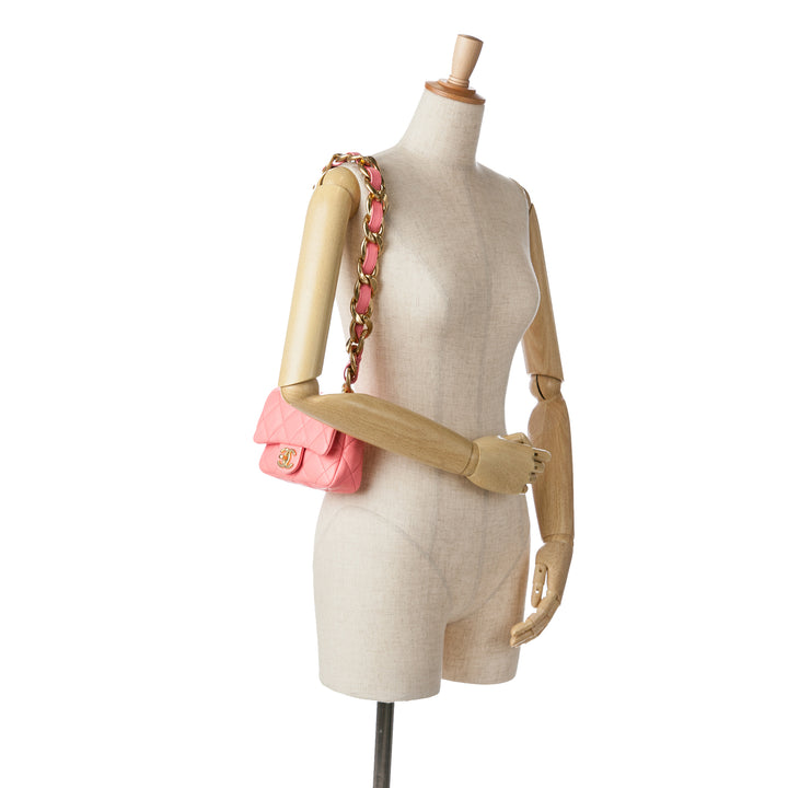 Mini Quilted Lambskin Funky Town Flap Pink - Gaby Paris
