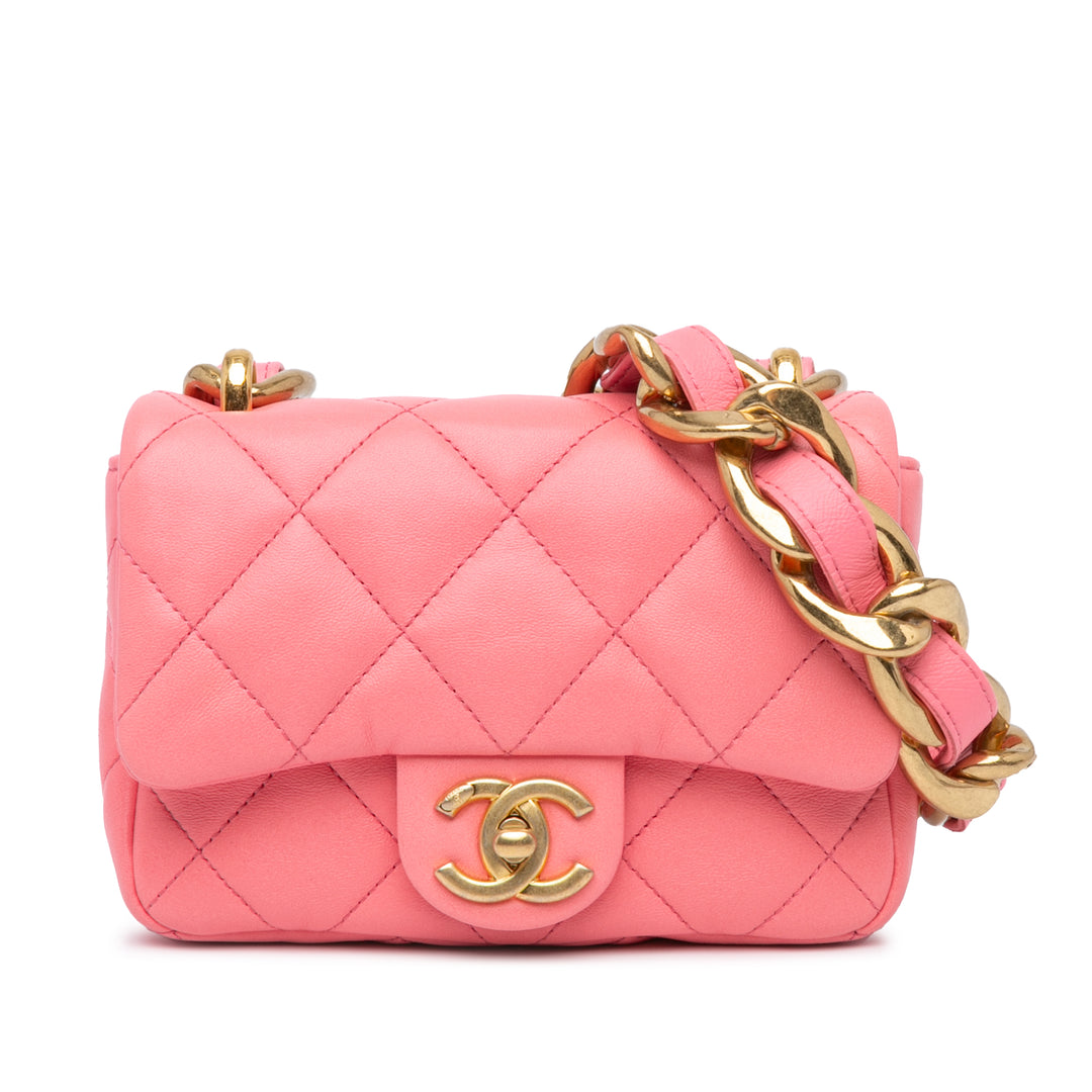Mini Quilted Lambskin Funky Town Flap Pink - Gaby Paris