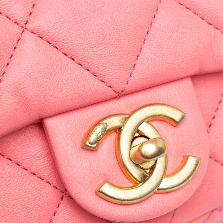Mini Quilted Lambskin Funky Town Flap Pink - Gaby Paris