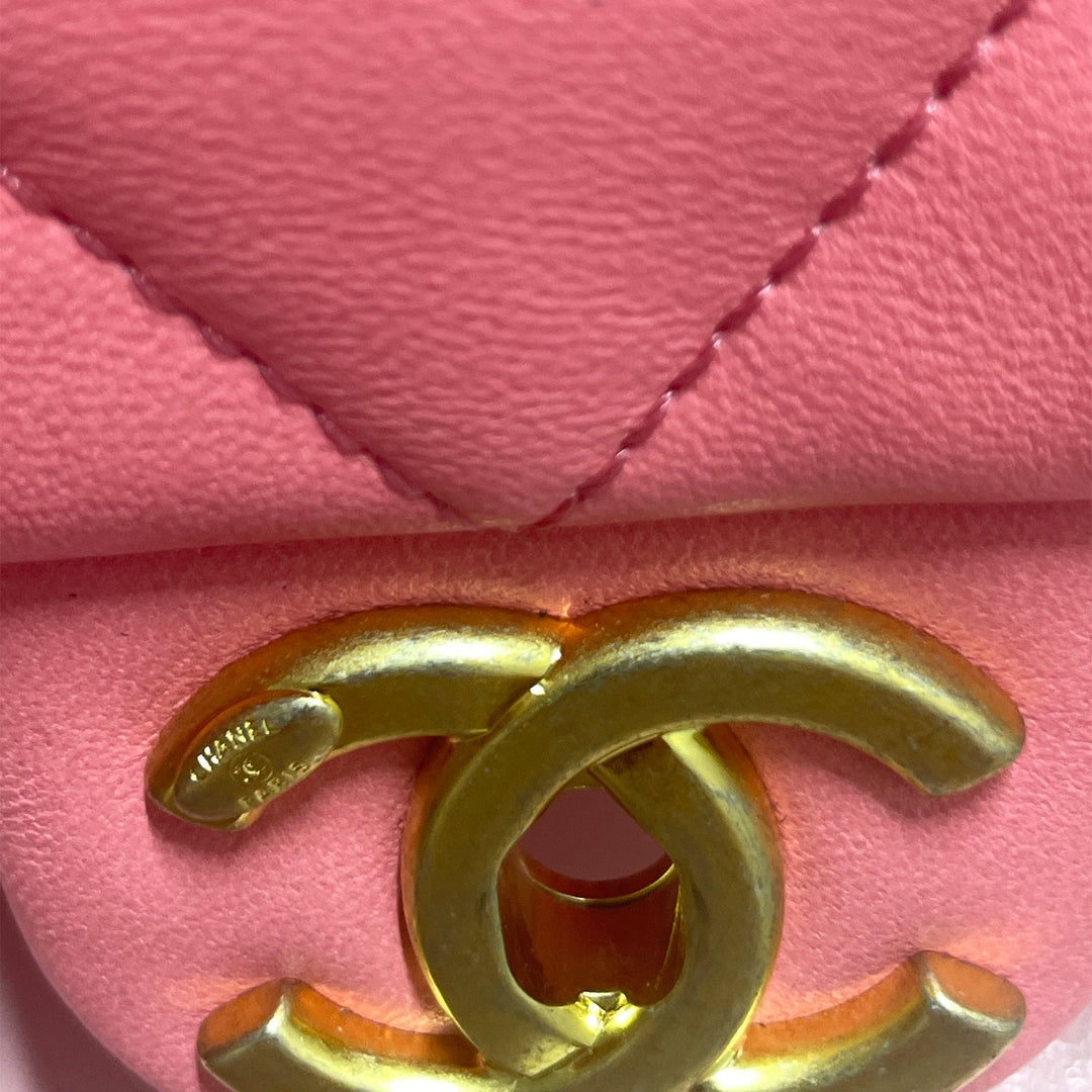 Mini Quilted Lambskin Funky Town Flap Pink - Gaby Paris