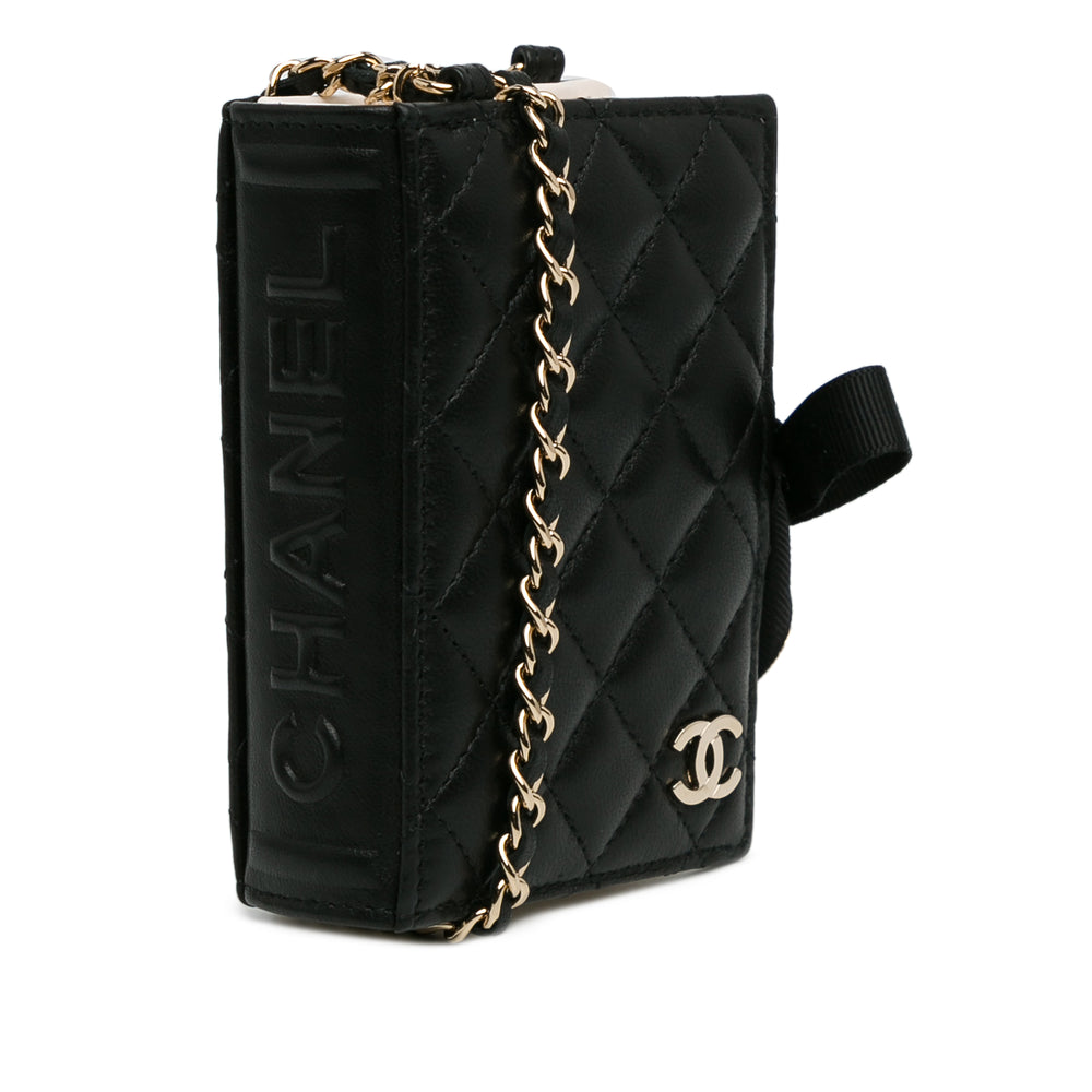 CC Lambskin Book Card Holder Black - Gaby Paris