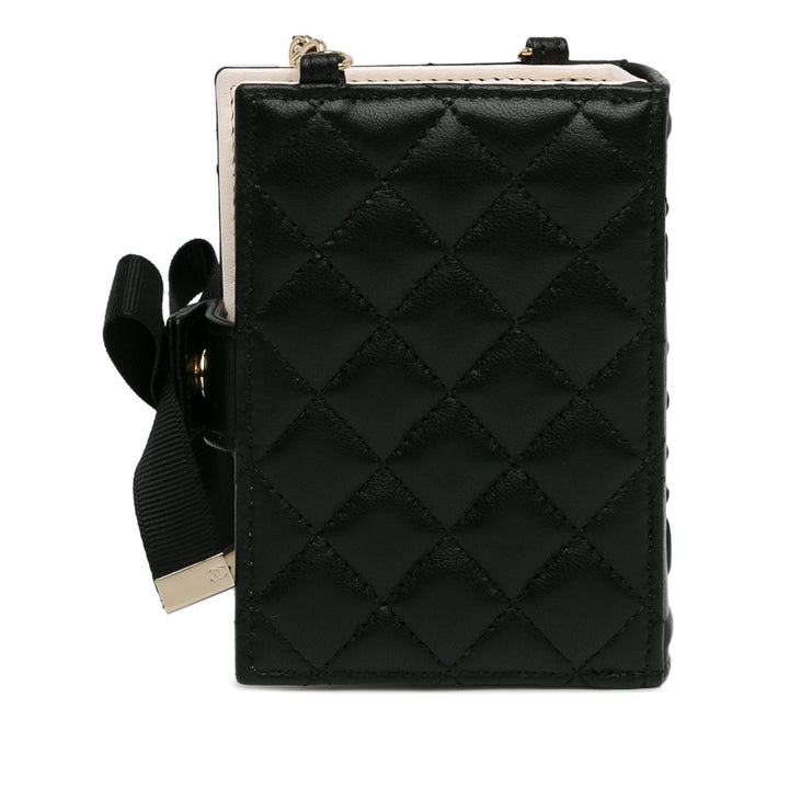 CC Lambskin Book Card Holder Black - Gaby Paris