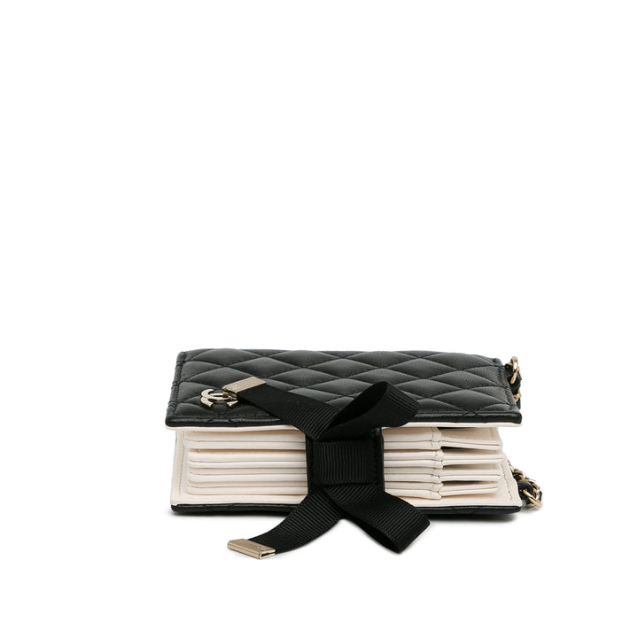 CC Lambskin Book Card Holder Black - Gaby Paris