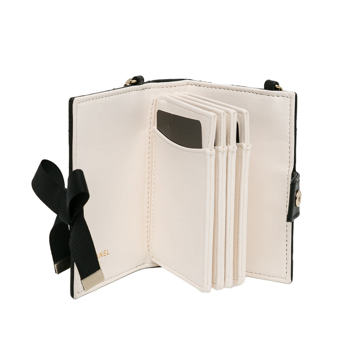 CC Lambskin Book Card Holder Black - Gaby Paris