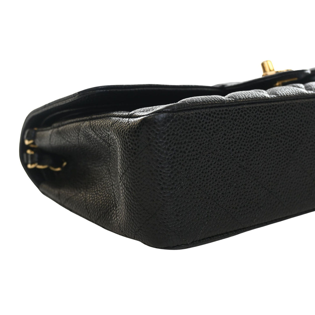 Classic Double rabat Moyen Cuir caviar Noir