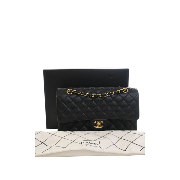 Classic Double rabat Moyen Cuir caviar Noir