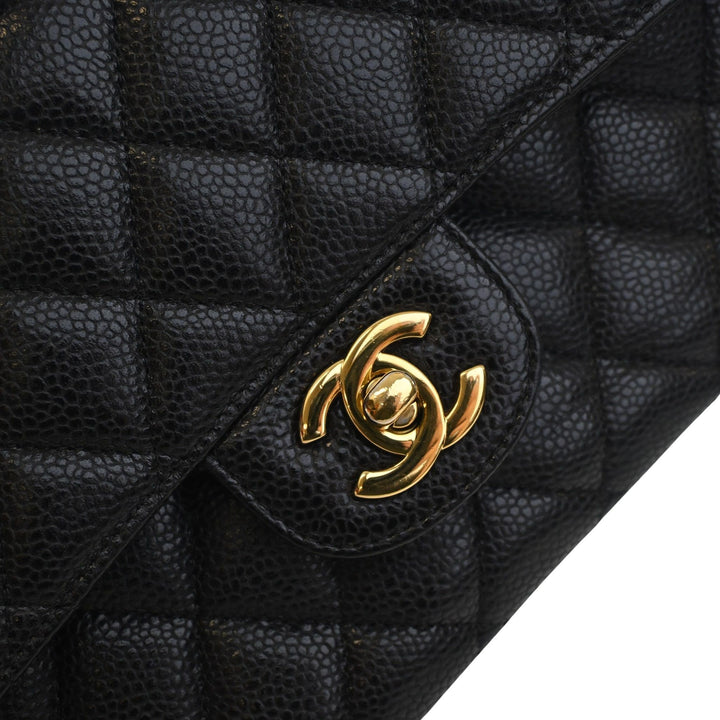 Classic Double rabat Moyen Cuir caviar Noir