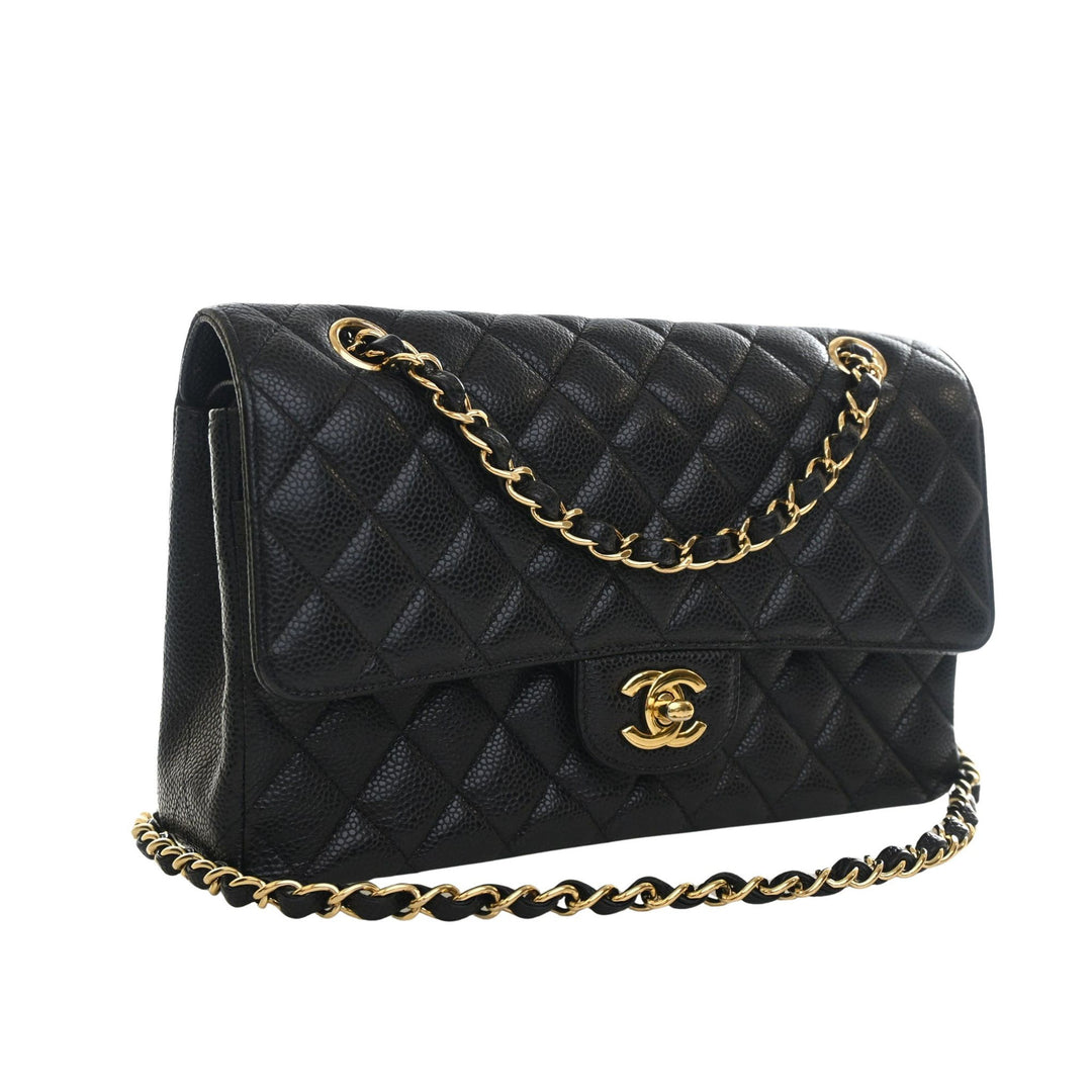 Classic Double rabat Moyen Cuir caviar Noir