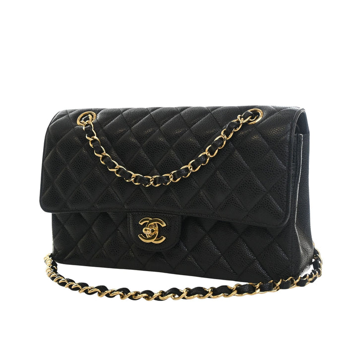 Classic Double rabat Moyen Cuir caviar Noir