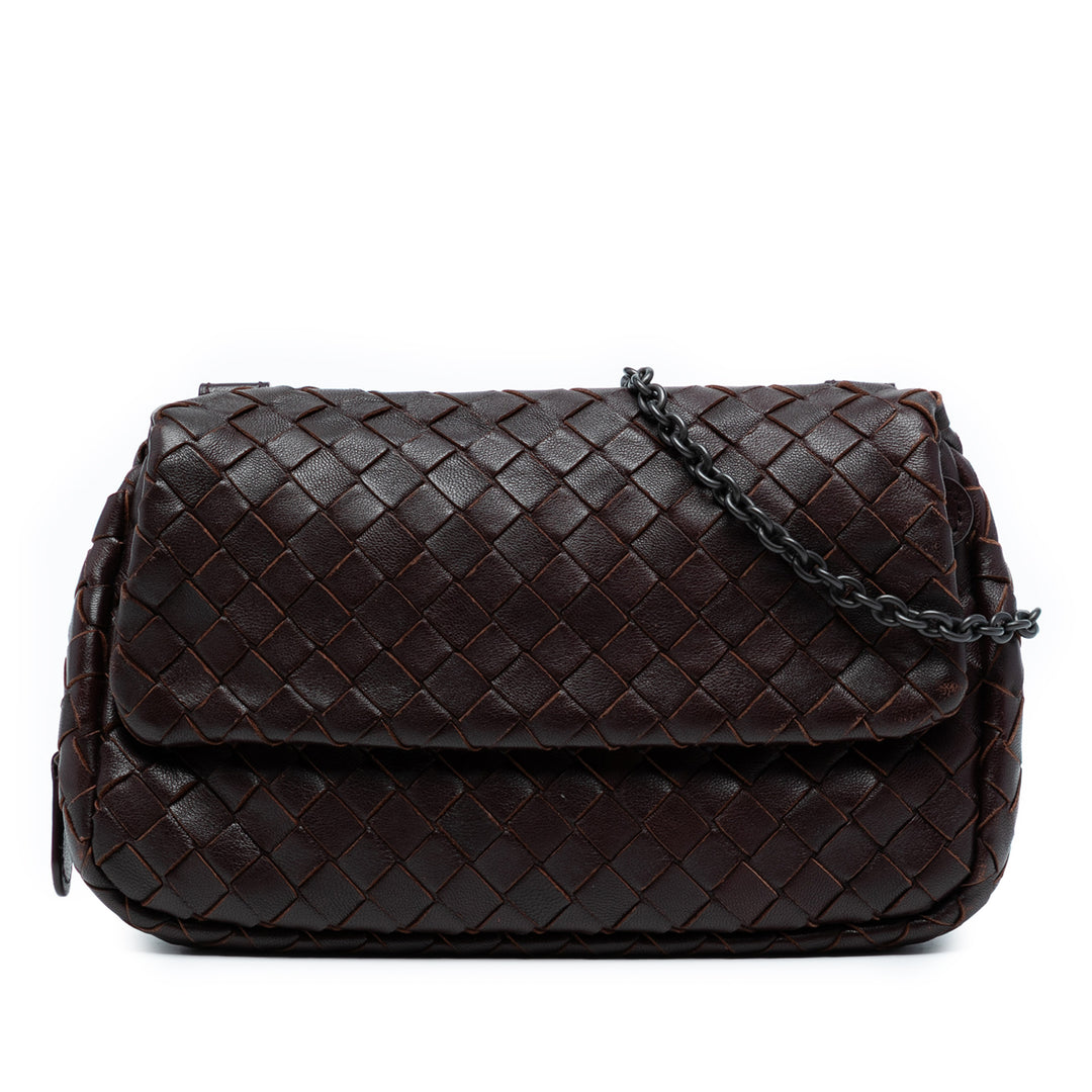Bottega Veneta Mini Nappa Intrecciato Expandable Chain Flap Sac porté croisé Marron – GABY PARIS Authentique