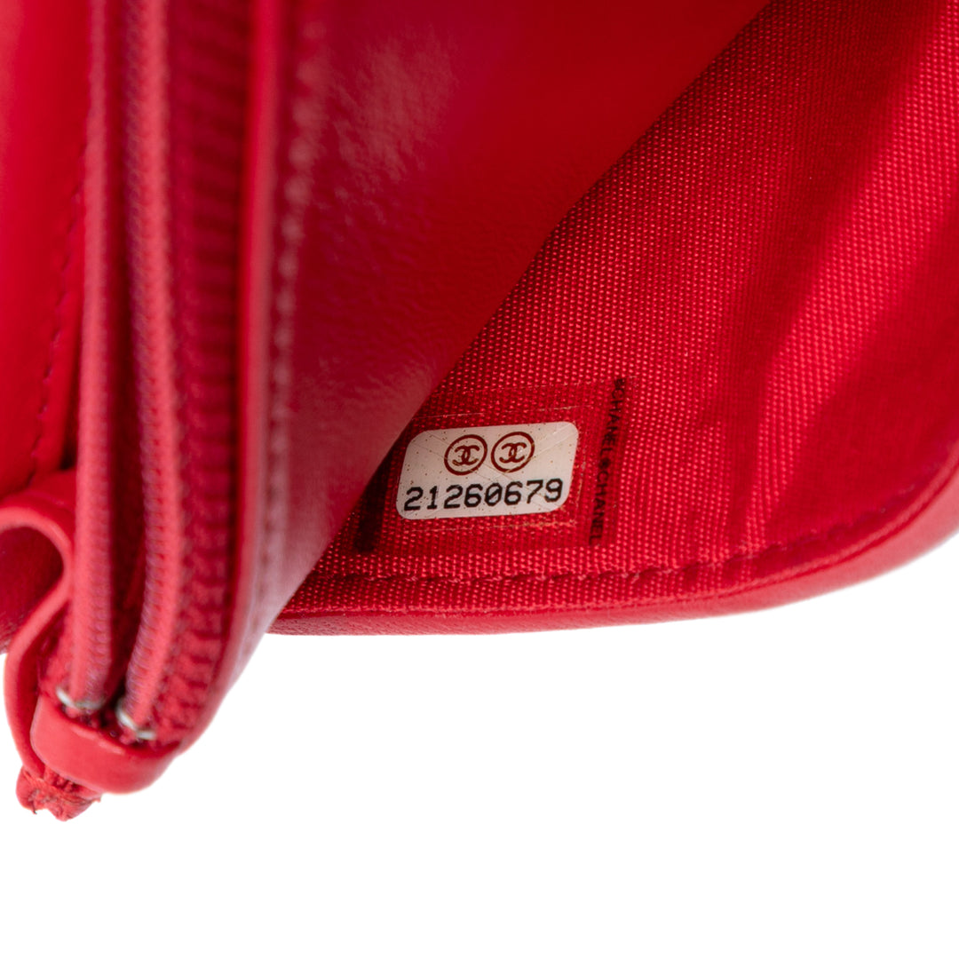 Chanel CC Quilted Tweed Wallet On Chain Rouge
