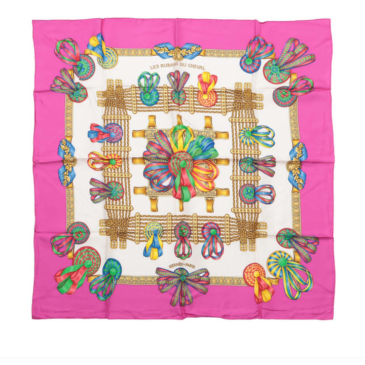 Hermès Les Rubans du Cheval Soie Foulard 90 Multi