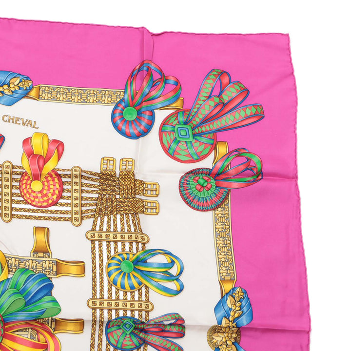 Hermès Les Rubans du Cheval Soie Foulard 90 Multi