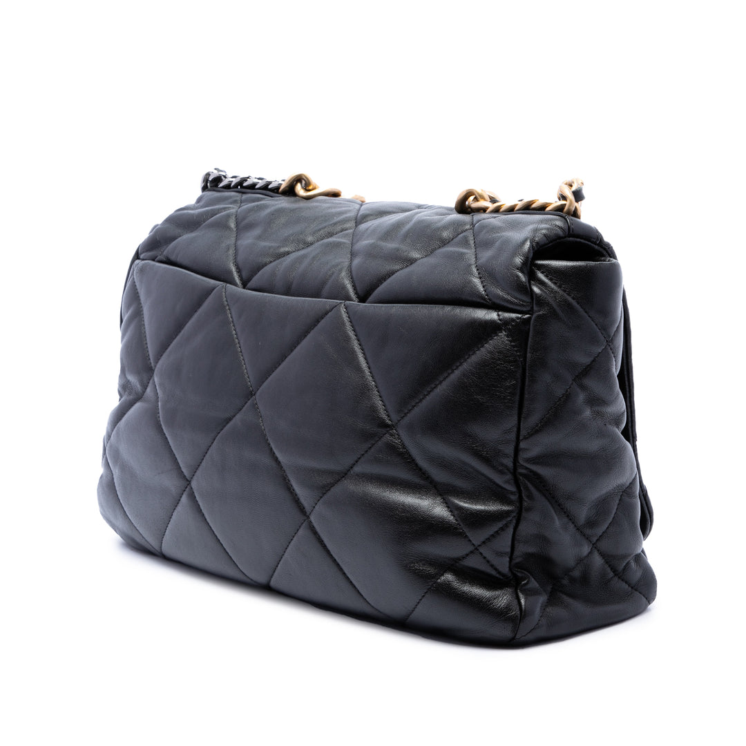 Chanel Sac à main 19 à rabat Maxi Cuir d'agneau Noir – vue 2 – GABY PARIS