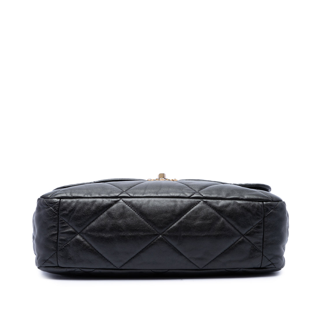 Chanel Sac à main 19 à rabat Maxi Cuir d'agneau Noir – vue 3 – GABY PARIS