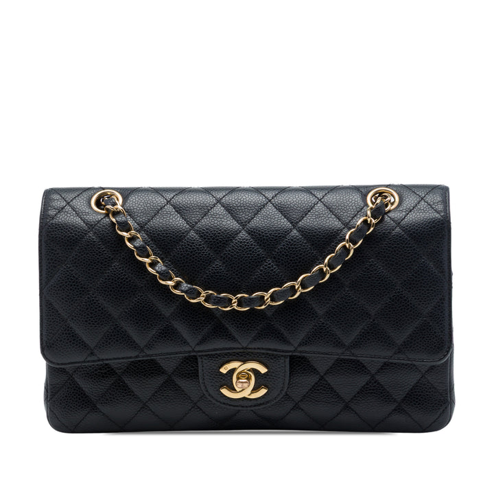 Chanel Classic Double rabat Moyen Cuir caviar Noir