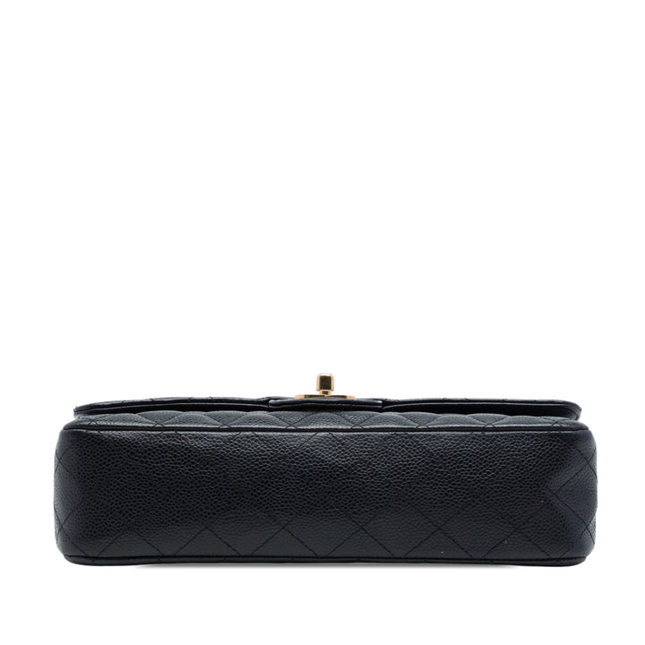 Chanel Classic Double rabat Moyen Cuir caviar Noir
