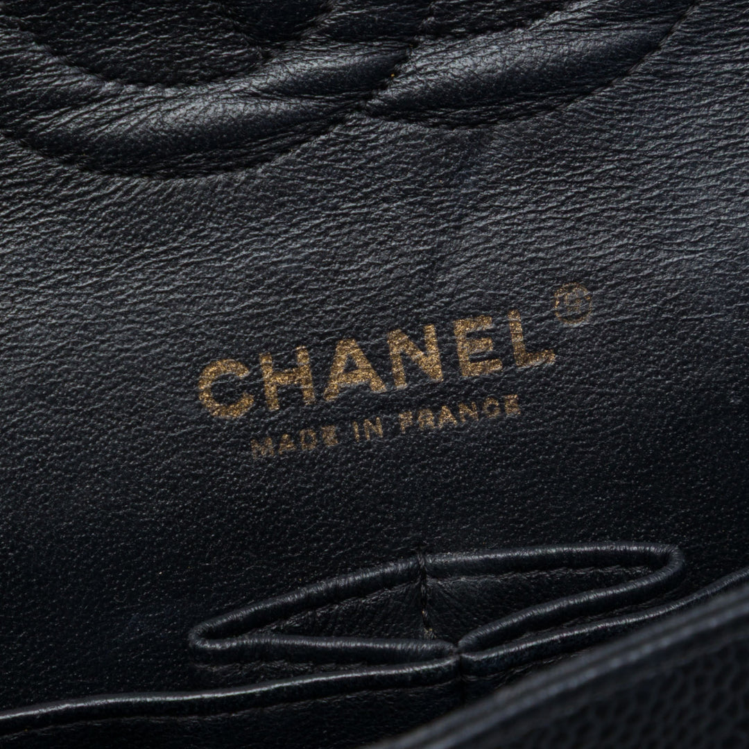 Chanel Classic Double rabat Moyen Cuir caviar Noir