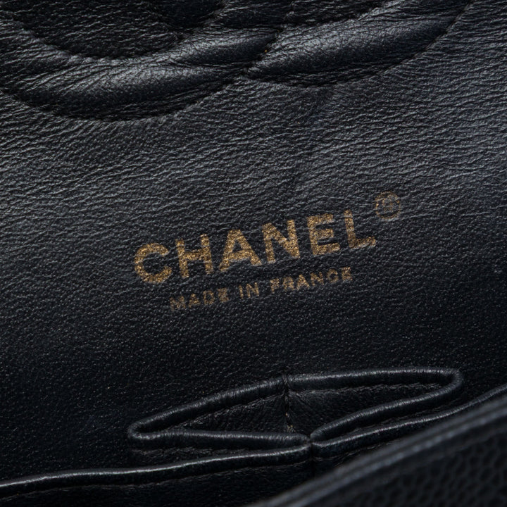 Chanel Classic Double rabat Moyen Cuir caviar Noir