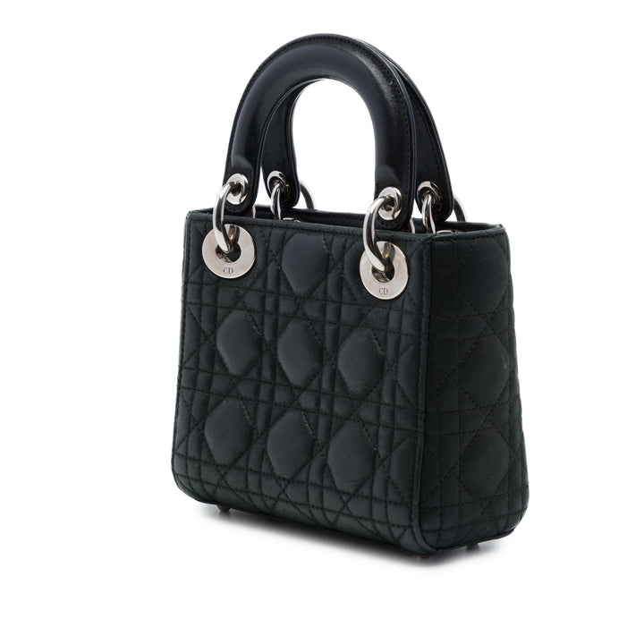 Dior Sac à main Lady Dior Irisé Cannage Mini Cuir d'agneau Noir – vue 2 – GABY PARIS