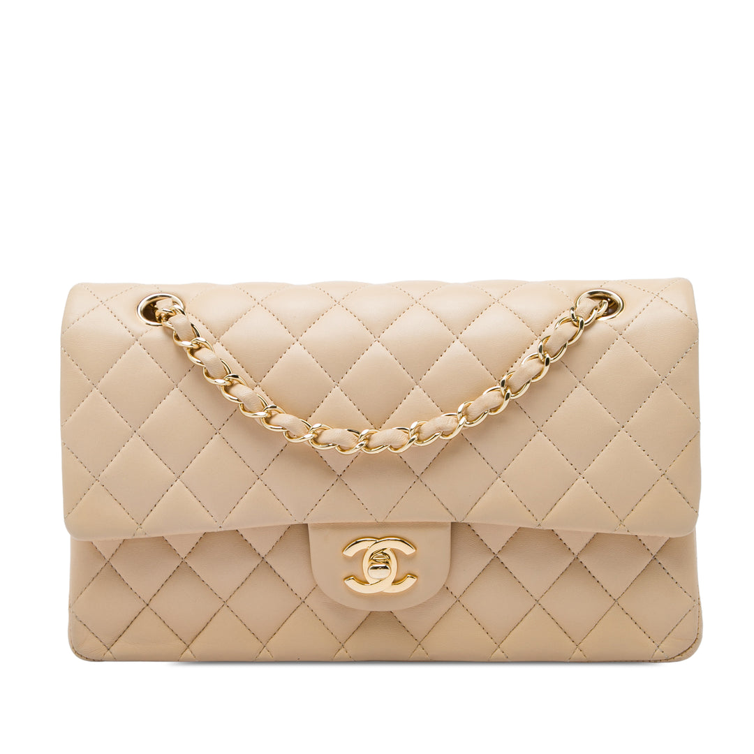 Classic Double rabat Moyen Cuir d'agneau Beige
