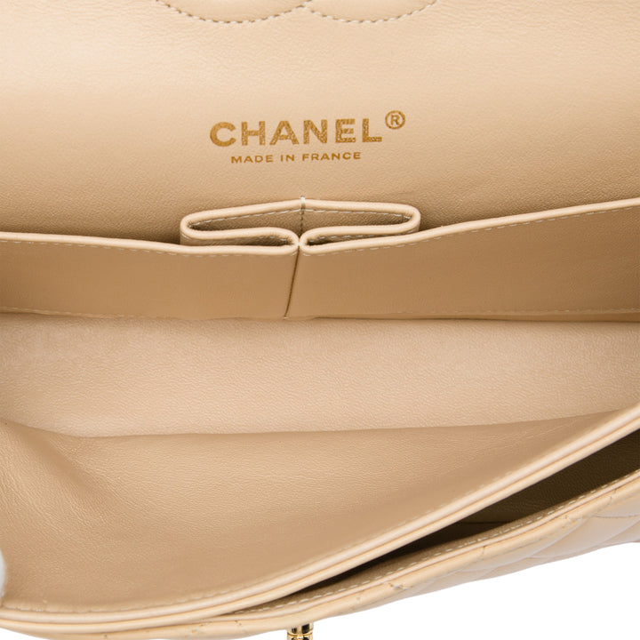 Classic Double rabat Moyen Cuir d'agneau Beige