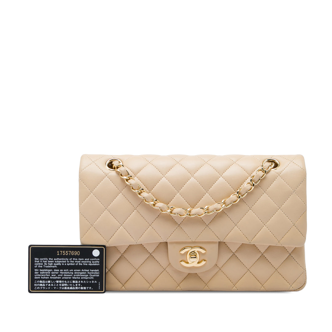 Classic Double rabat Moyen Cuir d'agneau Beige