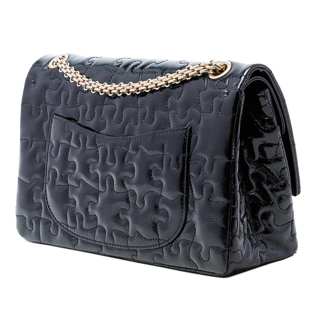 Chanel Reissue 2.55 Crackled Cuir verni Puzzle Double rabat 226