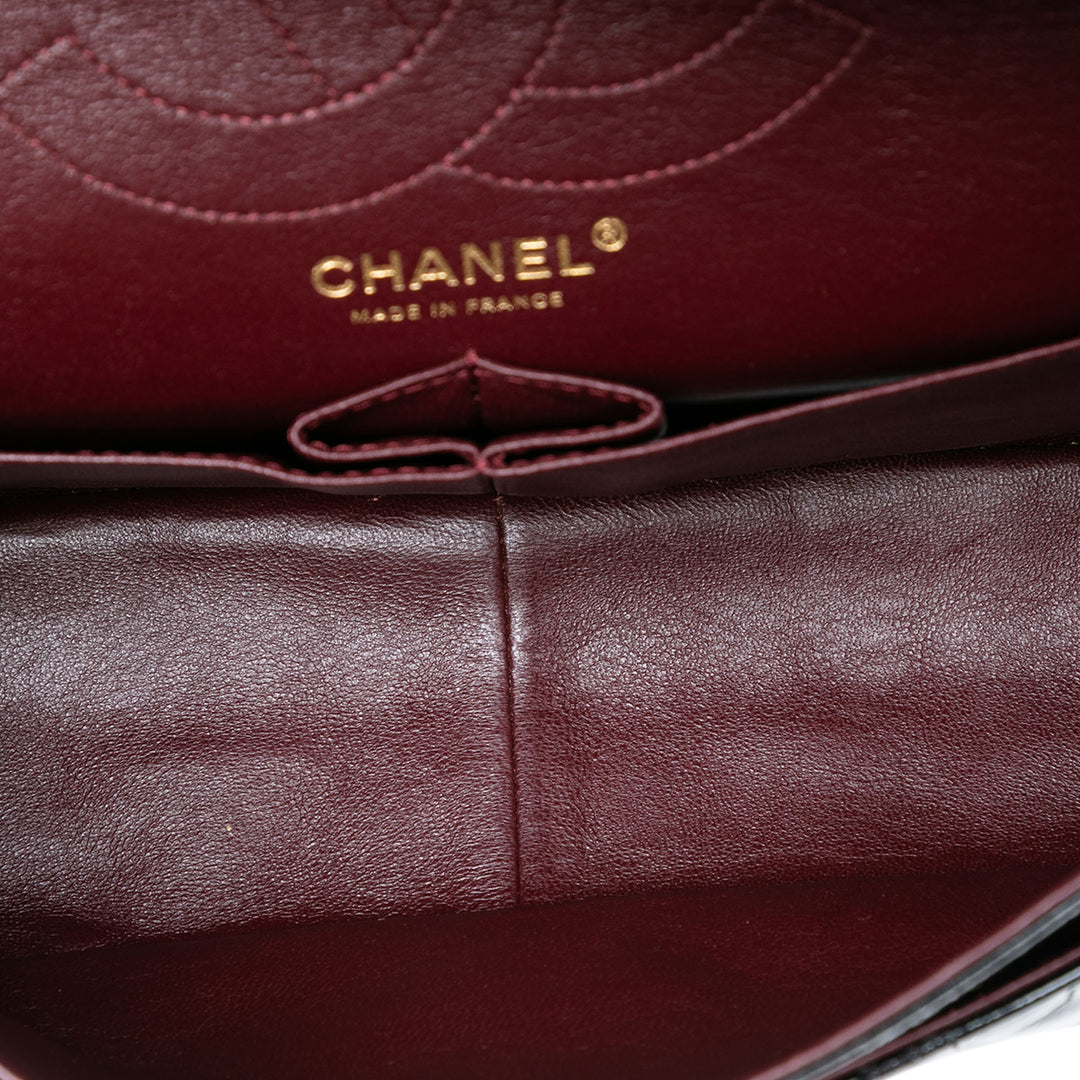 Chanel Reissue 2.55 Crackled Cuir verni Puzzle Double rabat 226