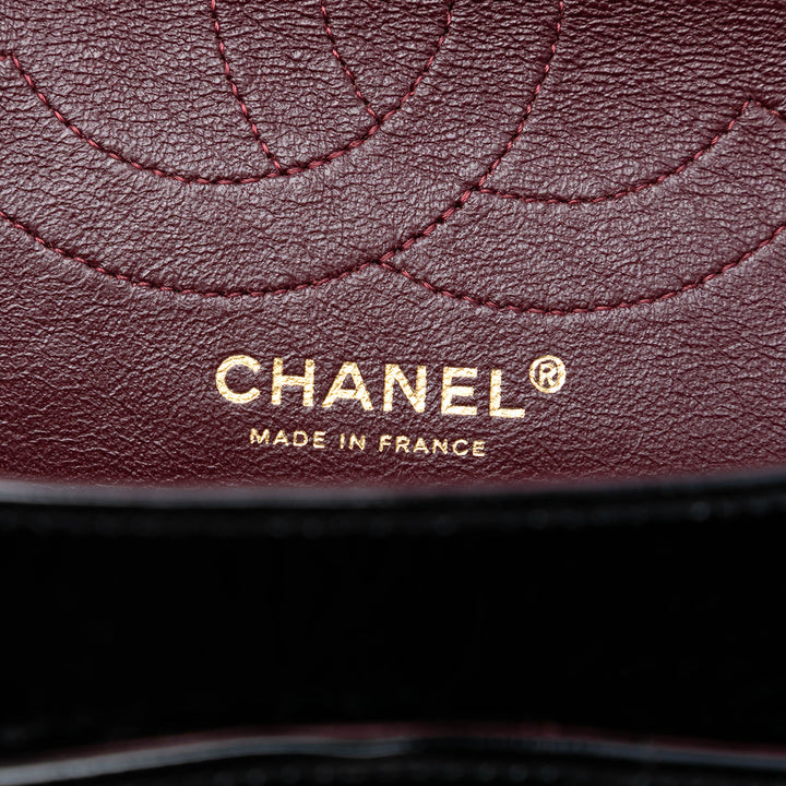 Chanel Reissue 2.55 Crackled Cuir verni Puzzle Double rabat 226