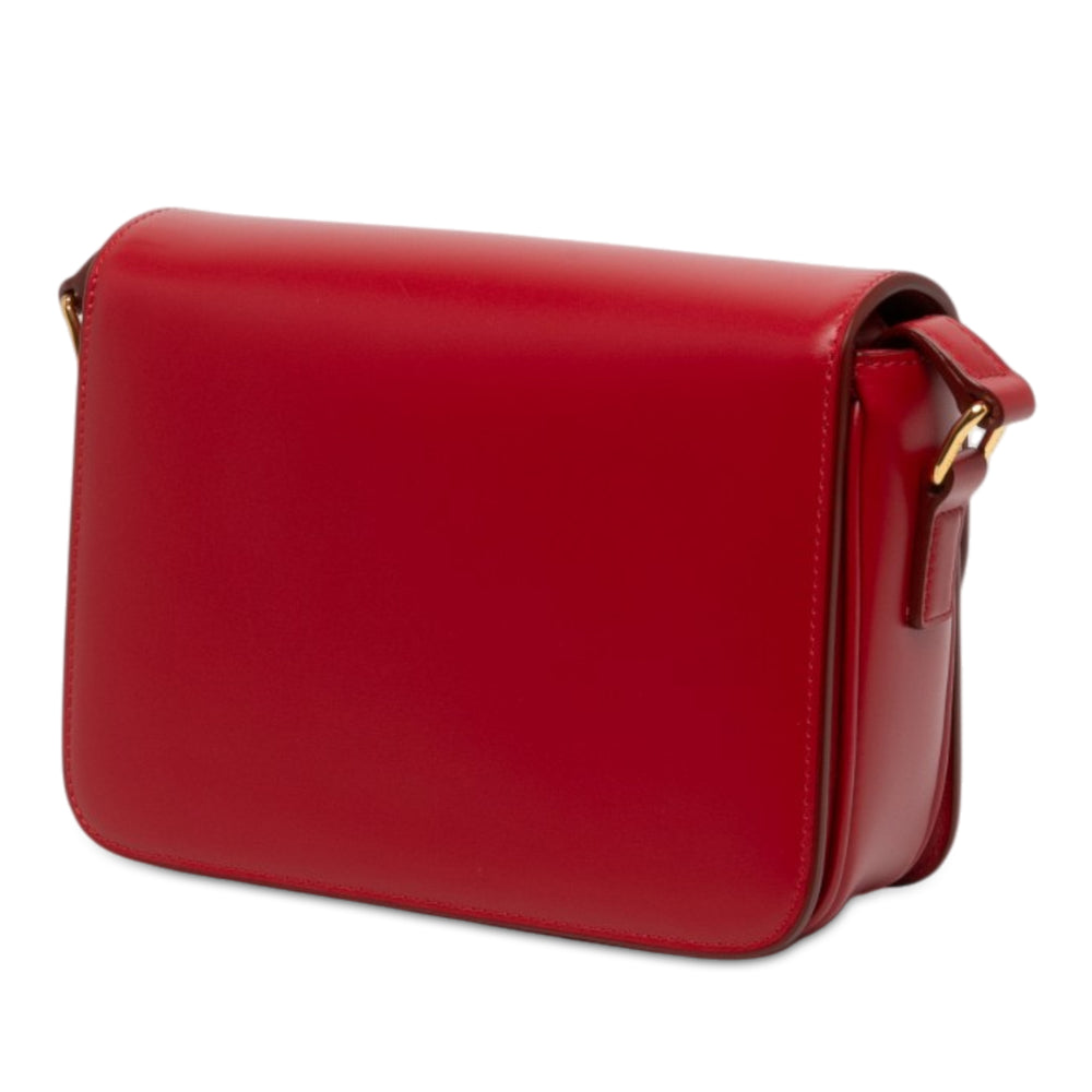 Celine Sac bandoulière brillant Triomphe Teen Cuir de veau Rouge – vue 2 – GABY PARIS
