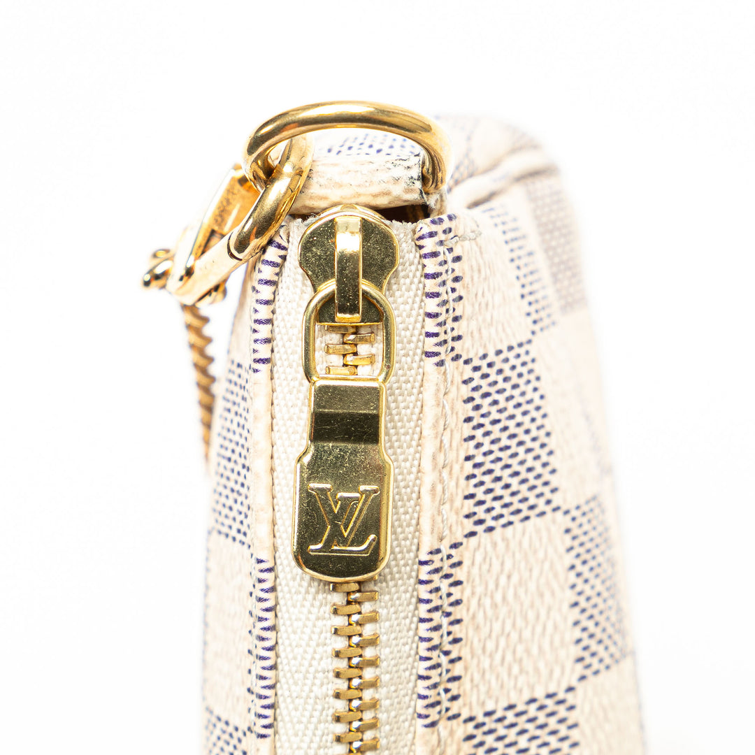 Damier Azur Mini Pochette Accessoires White - Gaby Paris