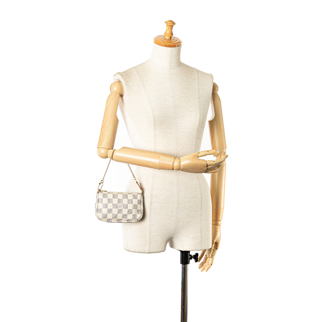 Damier Azur Mini Pochette Accessoires White - Gaby Paris