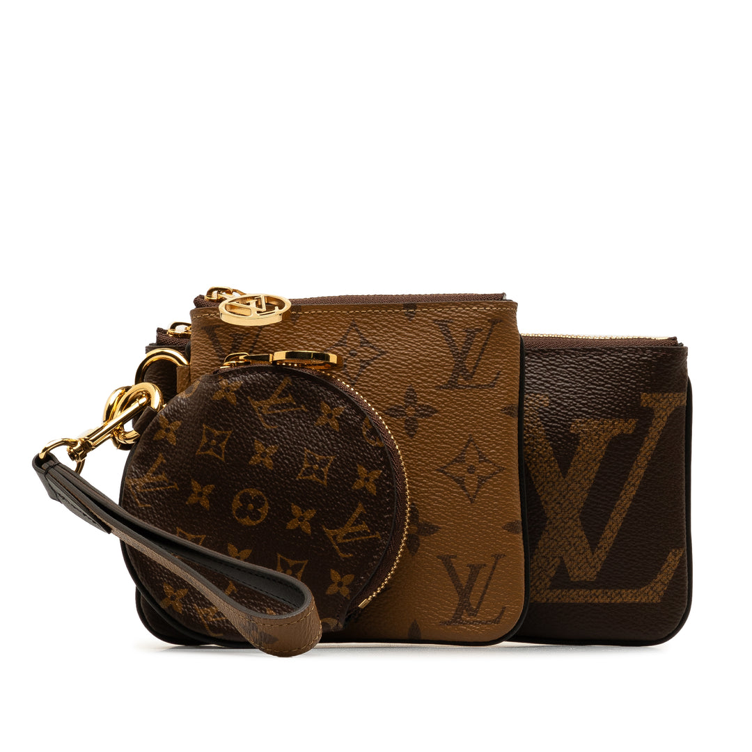 Monogram Reverse Giant Trio Pouch Brown - Gaby Paris