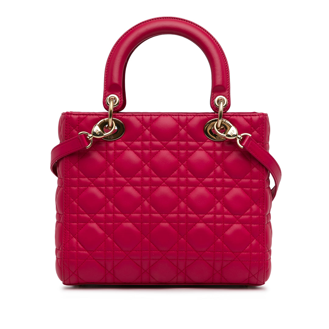 Medium Lambskin Cannage Lady Dior Pink - Gaby Paris