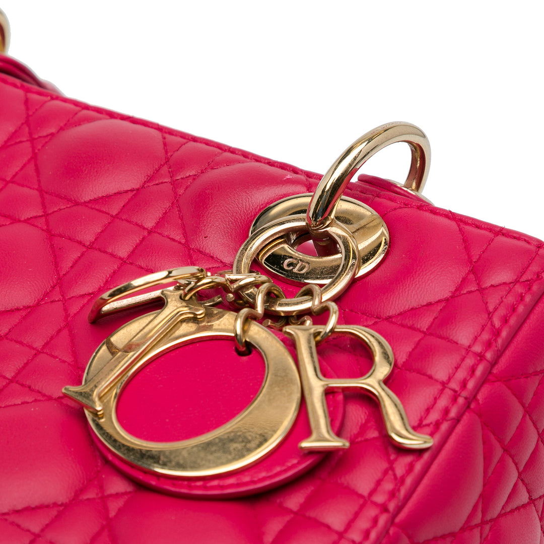 Medium Lambskin Cannage Lady Dior Pink - Gaby Paris