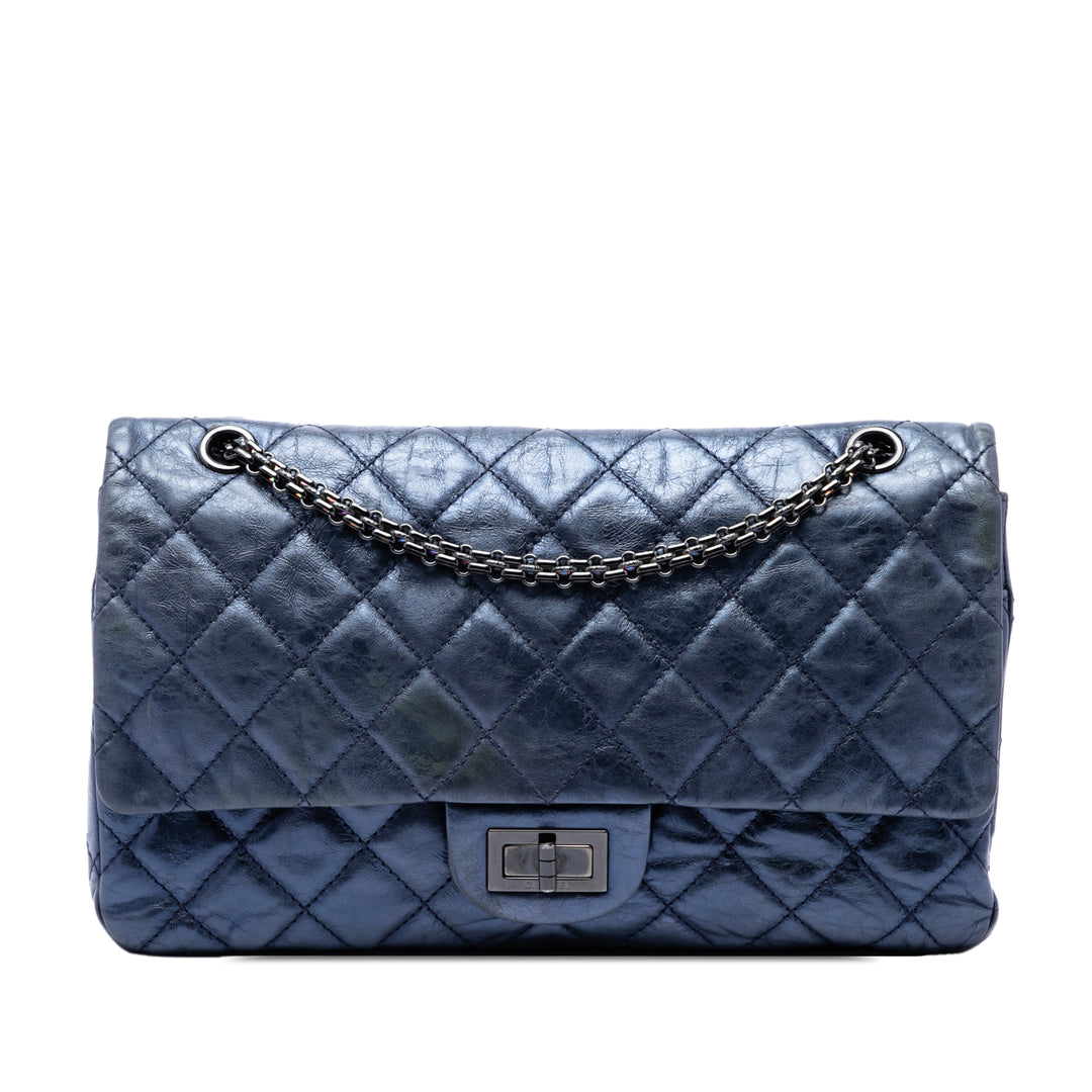 Chanel Matelassé Metallic vieilli Cuir de veau Reissue 2.55 Double rabat 227