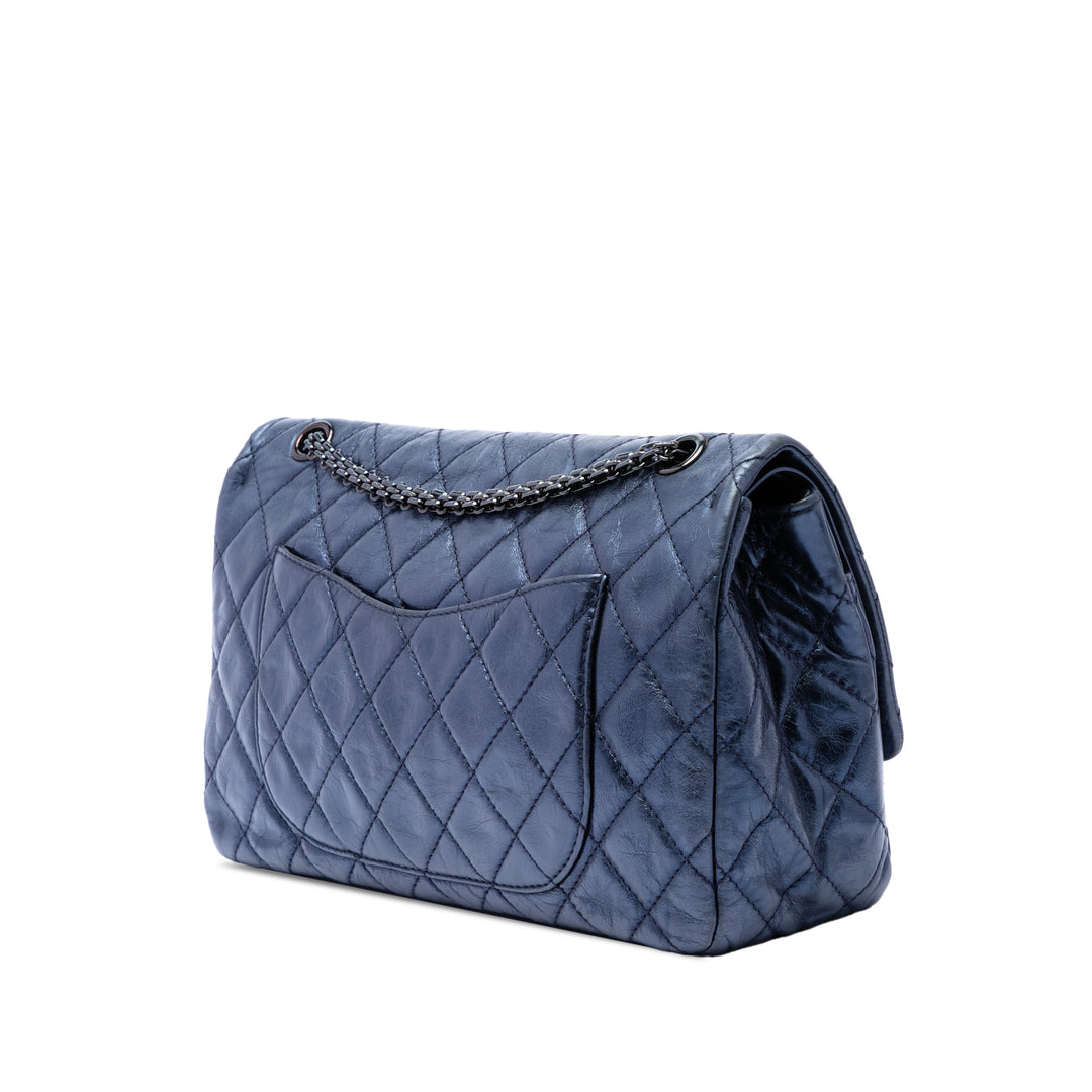 Chanel Matelassé Metallic vieilli Cuir de veau Reissue 2.55 Double rabat 227