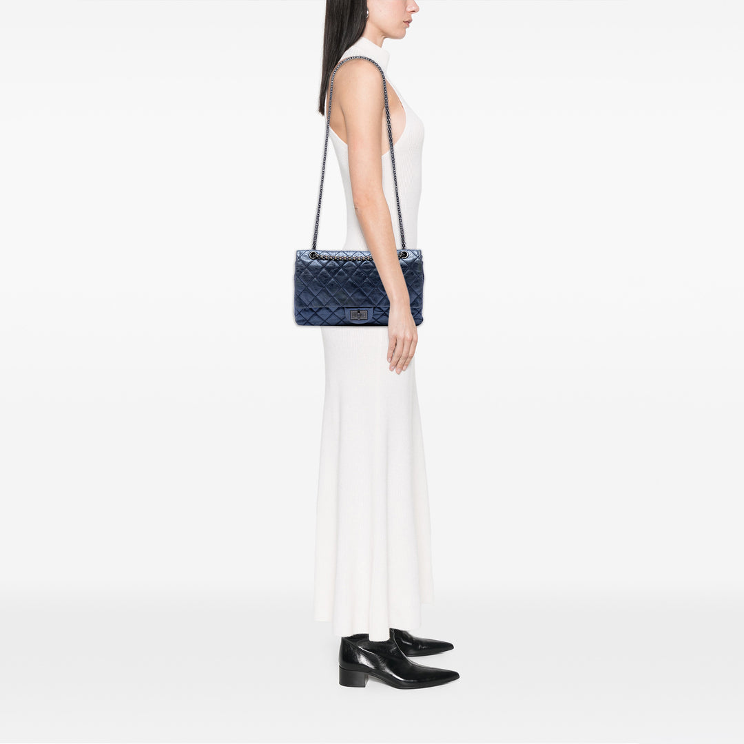 Chanel Matelassé Metallic vieilli Cuir de veau Reissue 2.55 Double rabat 227