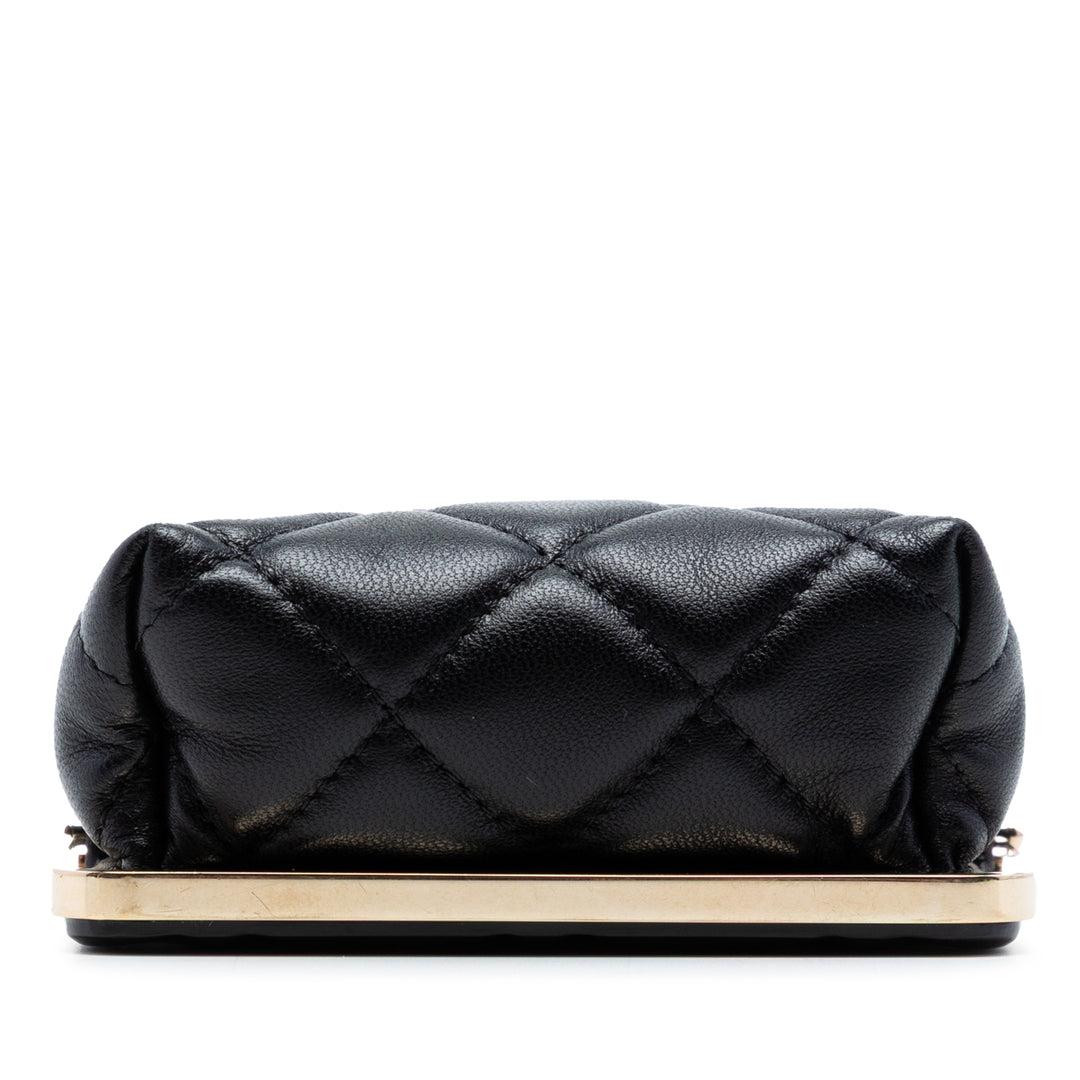 Chanel CC Matelassé Acrylic et Cuir d’agneau Evening Pochette avec chaîne