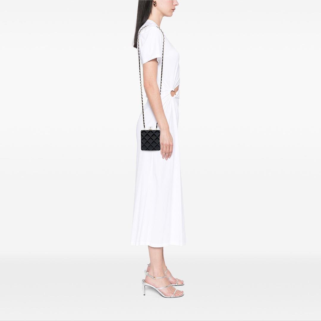 Chanel CC Matelassé Acrylic et Cuir d’agneau Evening Pochette avec chaîne