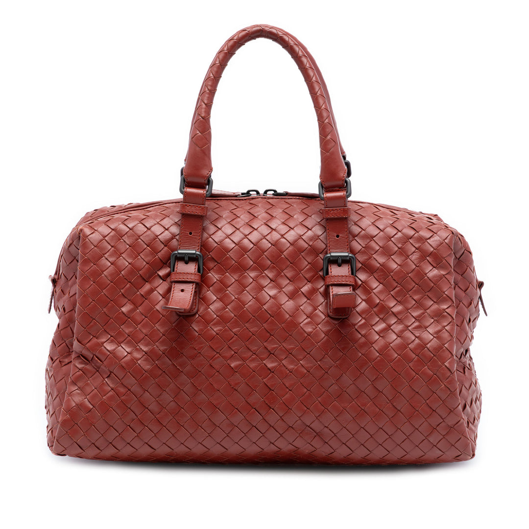 Bottega Veneta Intrecciato Boston Sac nappa Rouge – vue principale – GABY PARIS