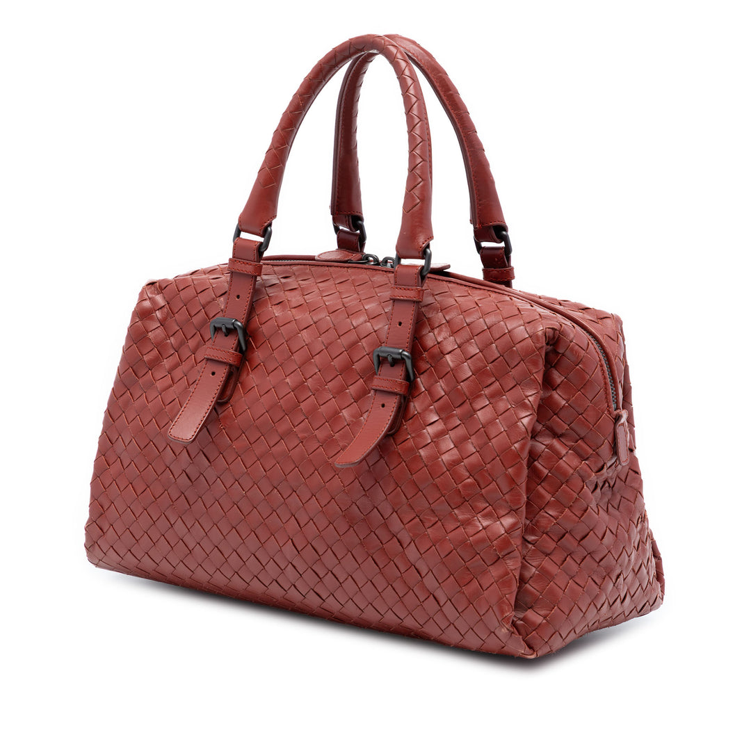 Bottega Veneta Intrecciato Boston Sac nappa Rouge – vue 2 – GABY PARIS