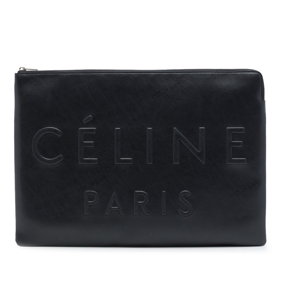 Celine embossé Logo Pochette Noir