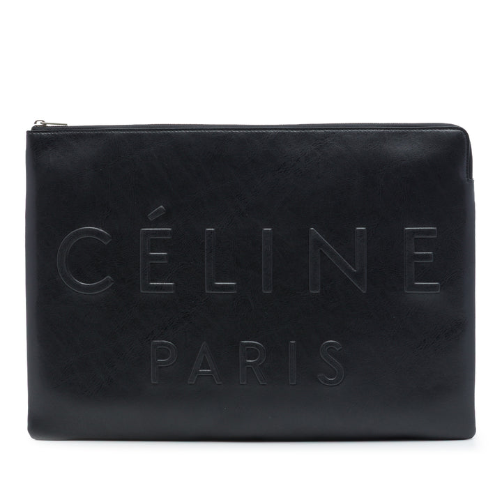 Celine embossé Logo Pochette Noir