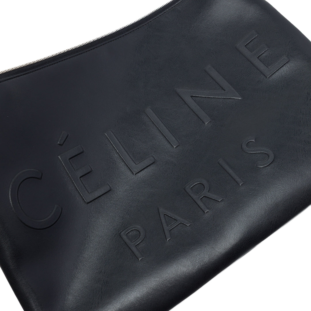 Celine embossé Logo Pochette Noir
