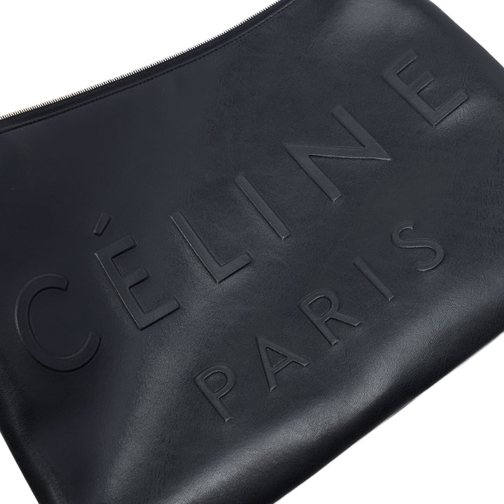 Celine embossé Logo Pochette Noir