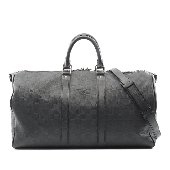 Damier Infini Keepall Bandouliere 45 Black - Gaby Paris